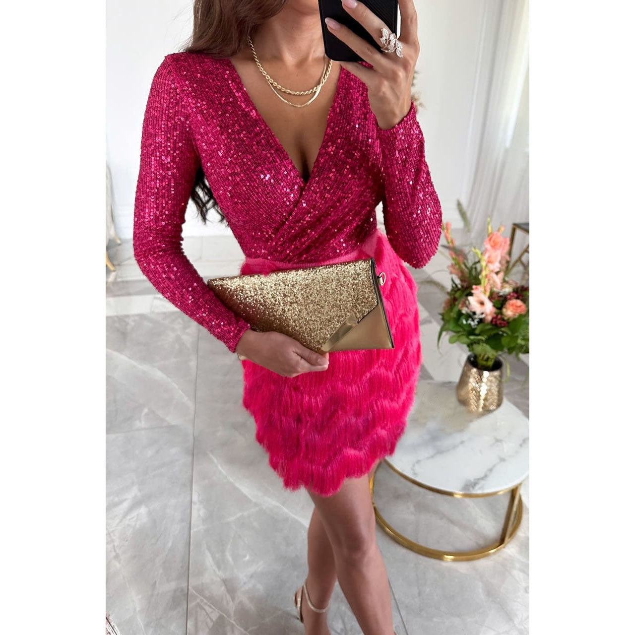 Paulina Statement Dress with Patchwork and Ruffles Everyday Luxe Edit