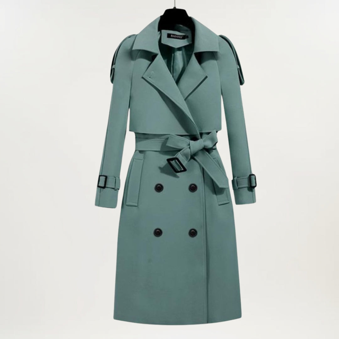 Double Breasted Belted Longline Trench Coat