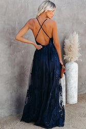 Angel in Disguise Lace Floral Backless Maxi Dress - 3 Colors - View 9