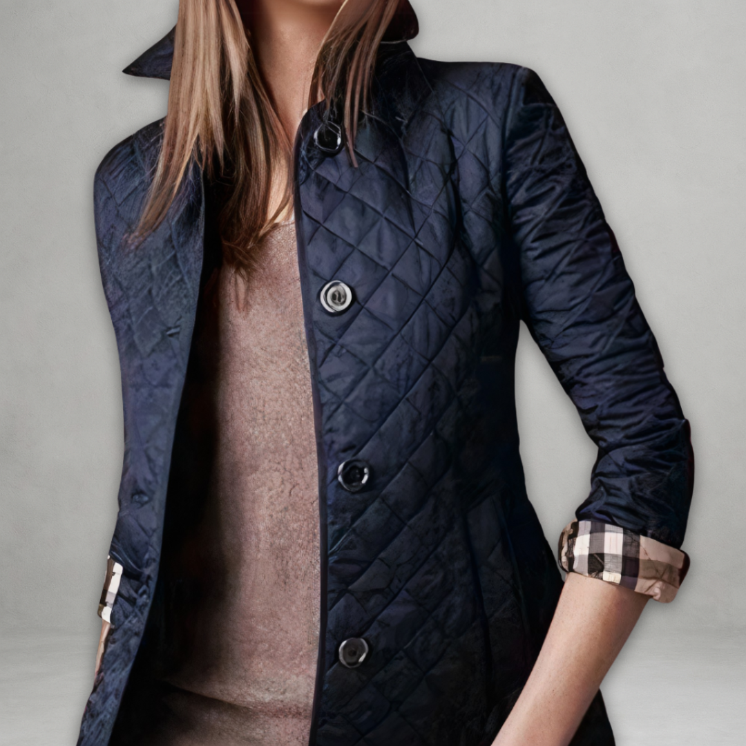 Diamond Quilted Button Front Collared Jacket