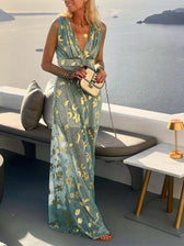 Women Deep V-Neck Maxi Party Dress - View 2