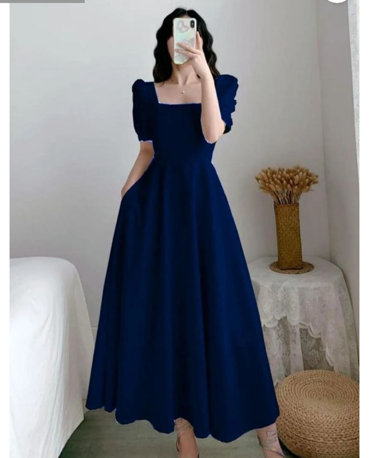 A Line Blue Short Sleeves Prom Party Dress Long Evening Dress   fg8072