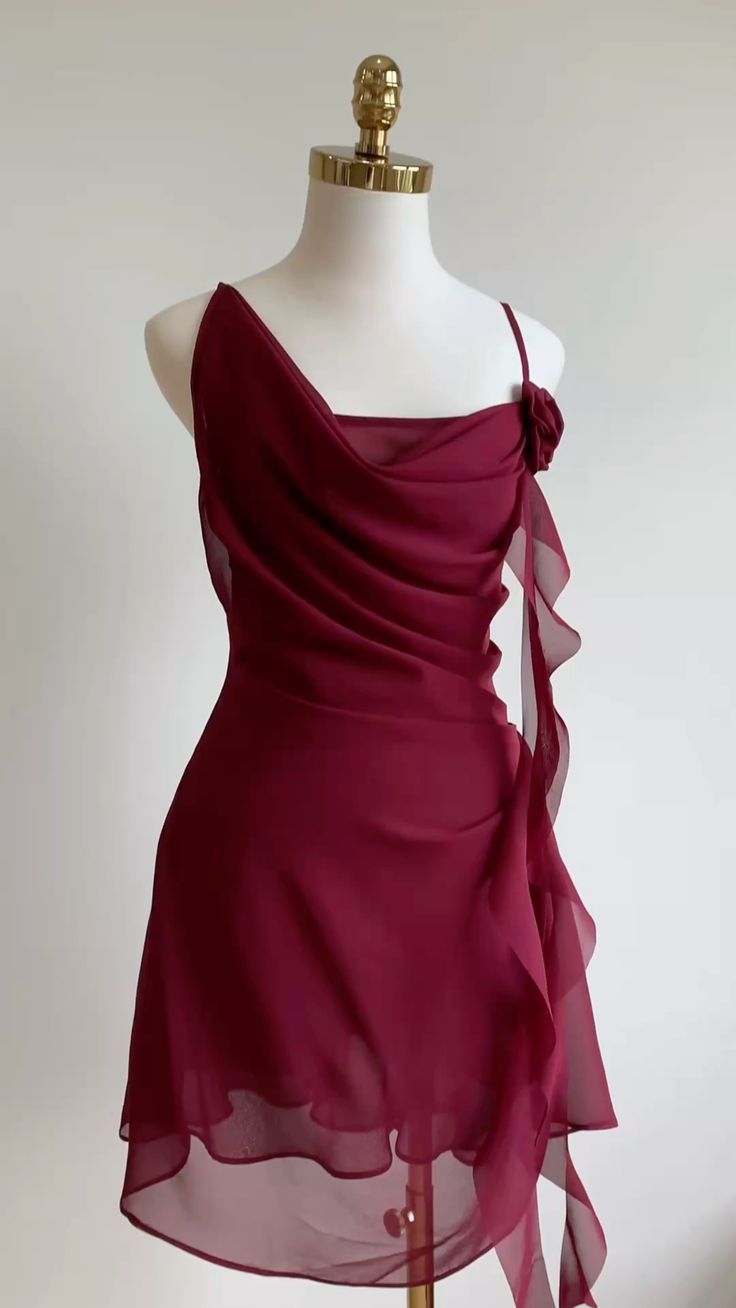 Burgundy Cocktail Dress Short Party Dress Homecoming Dress