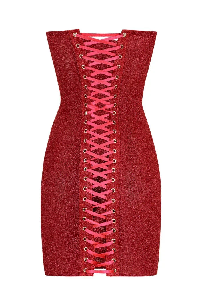Glitter Strapless Sweetheart Corset Bodycon Mini Dress 13