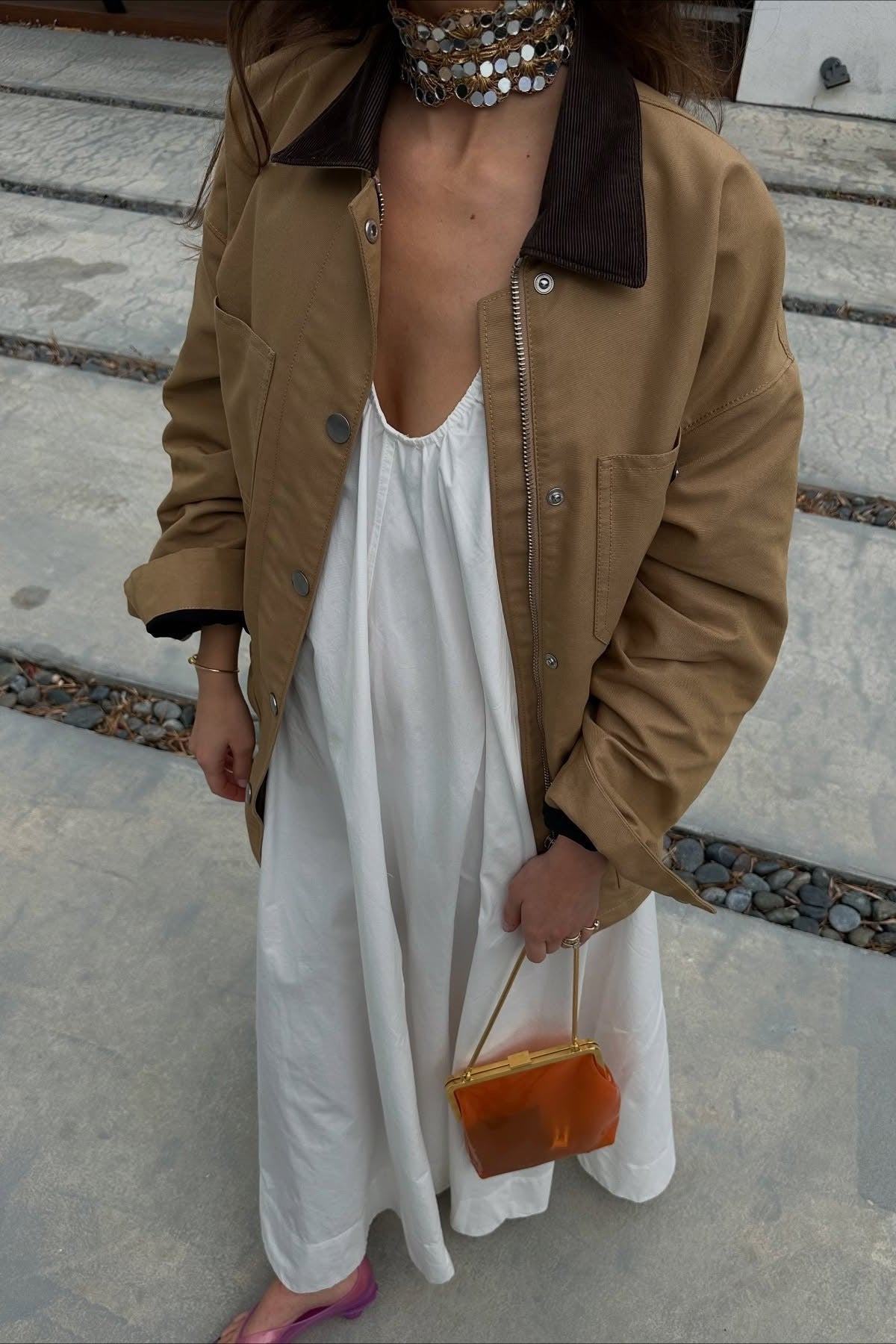 V-Neck Pleated Tank Loose Boho Dress