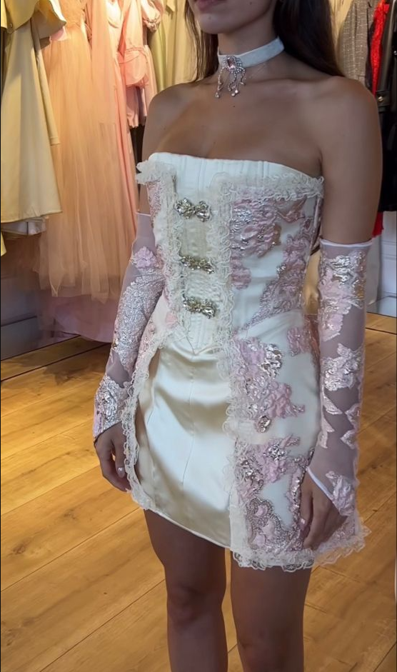 New Arrival Strapless Homecoming Dress Party Dress With Gloves