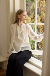 Elegant Cowl Neck Long Sleeve Top