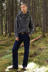 Vintage Washed Hooded Denim Jeans
