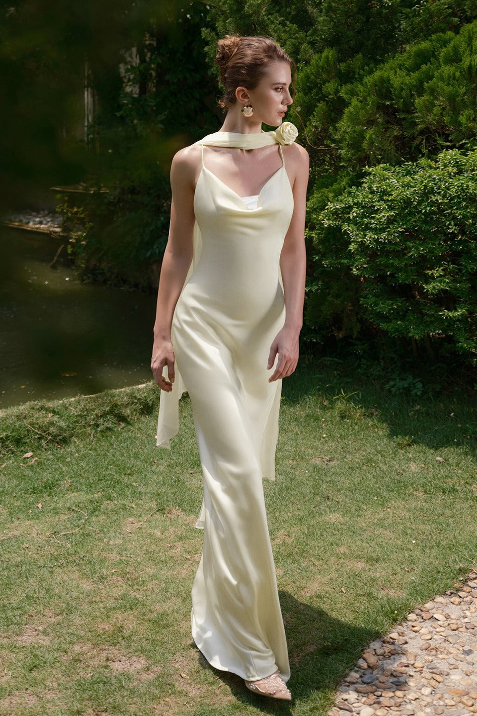 Satin Edition Backless Tie Maxi Birthday Dress