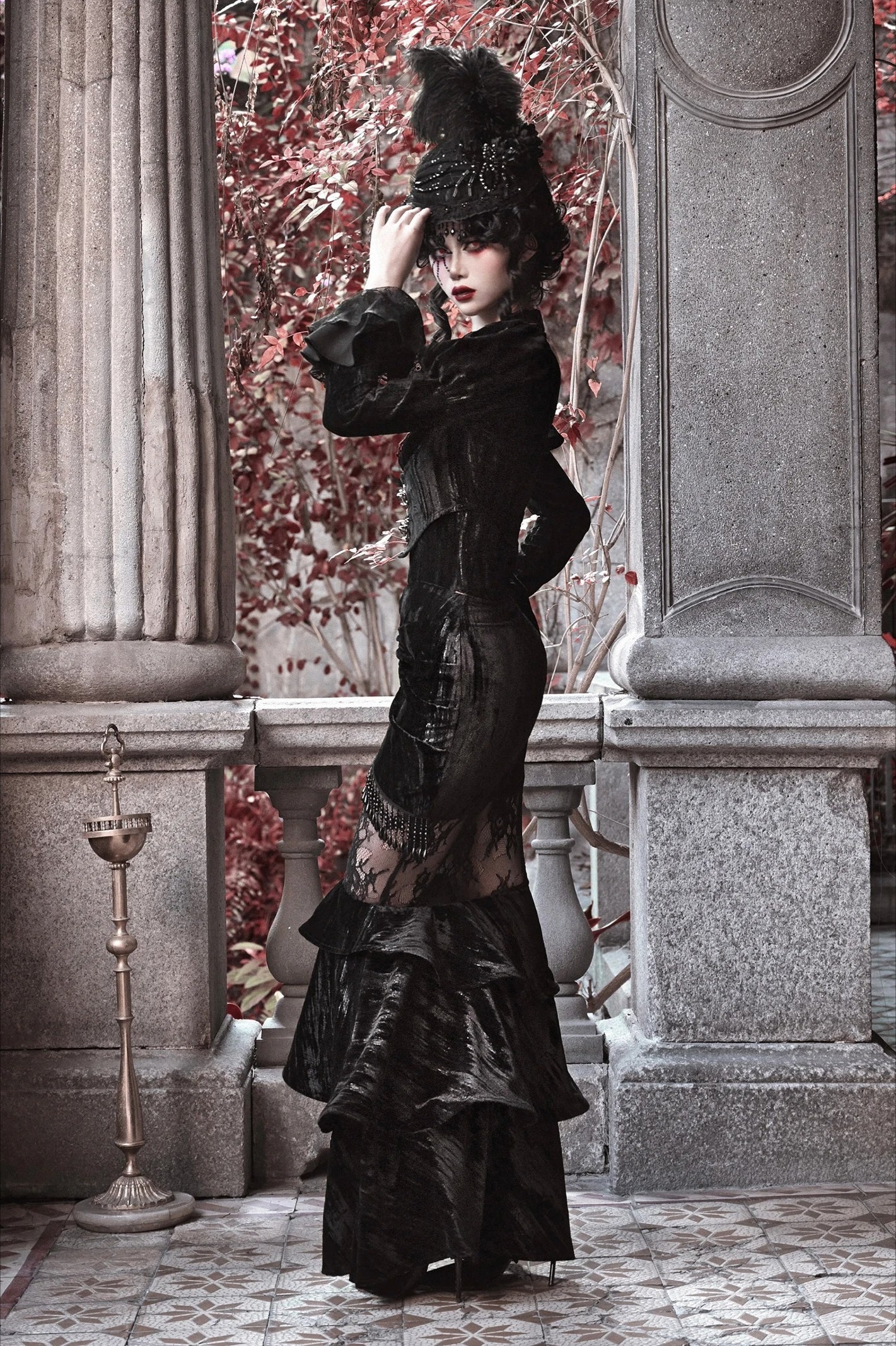 Halloween Lace Fishtail Skirt