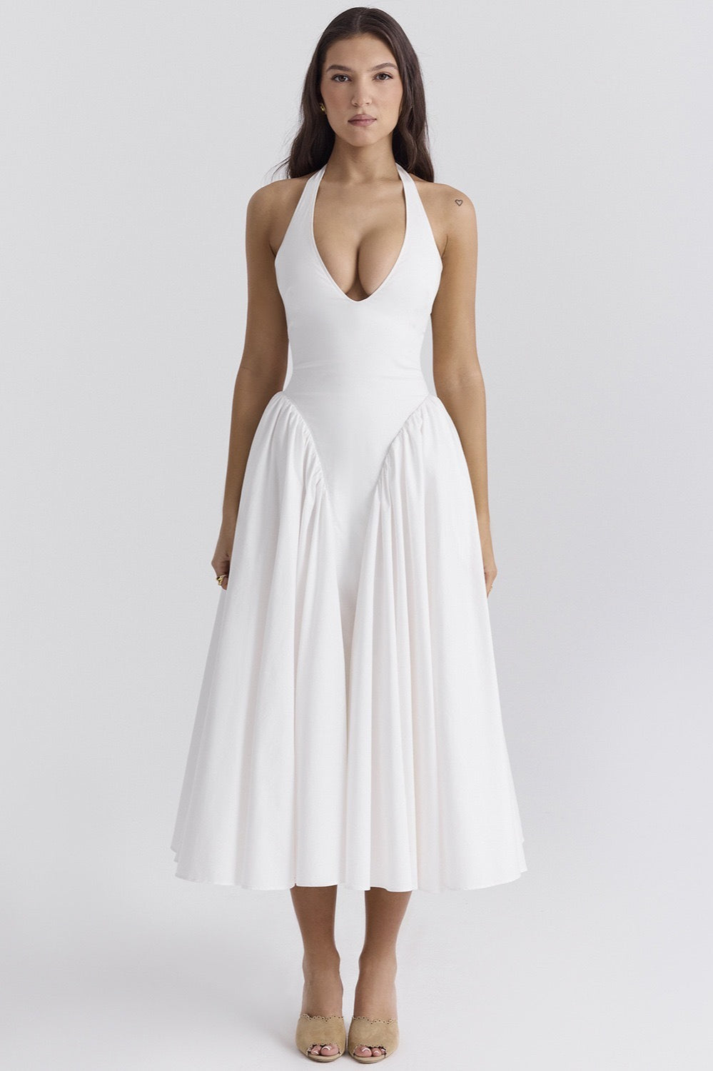 Draped Halter Maxi Party Dress