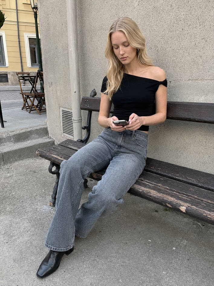 Asymmetrical Neck One Shoulder Off Top
