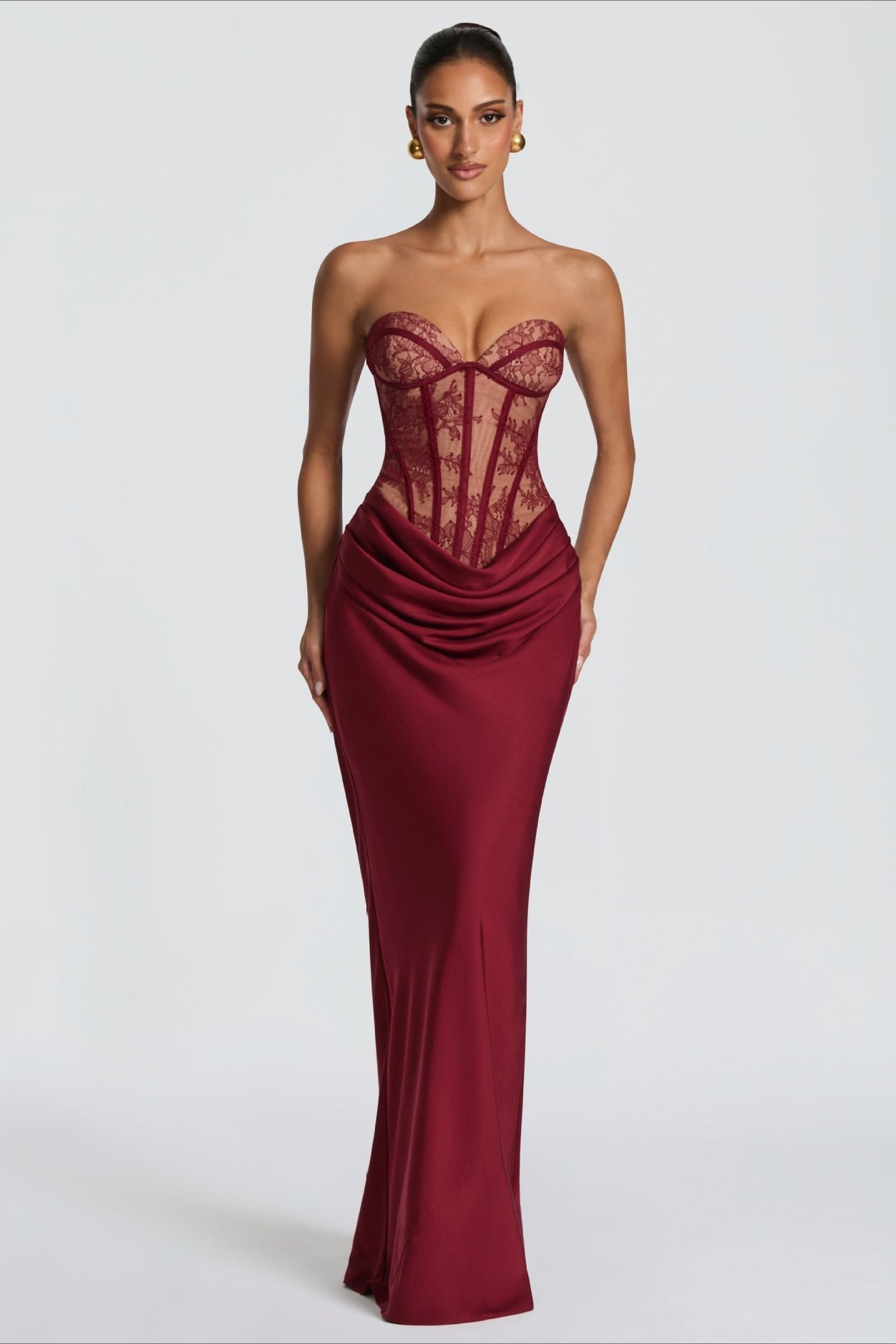 Strapless Lace Sleeveless Bodycon Maxi Lace Dress