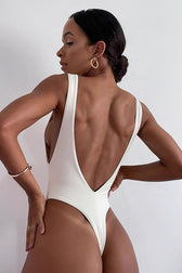 Backless Slim Solid Sporty Bodysuit