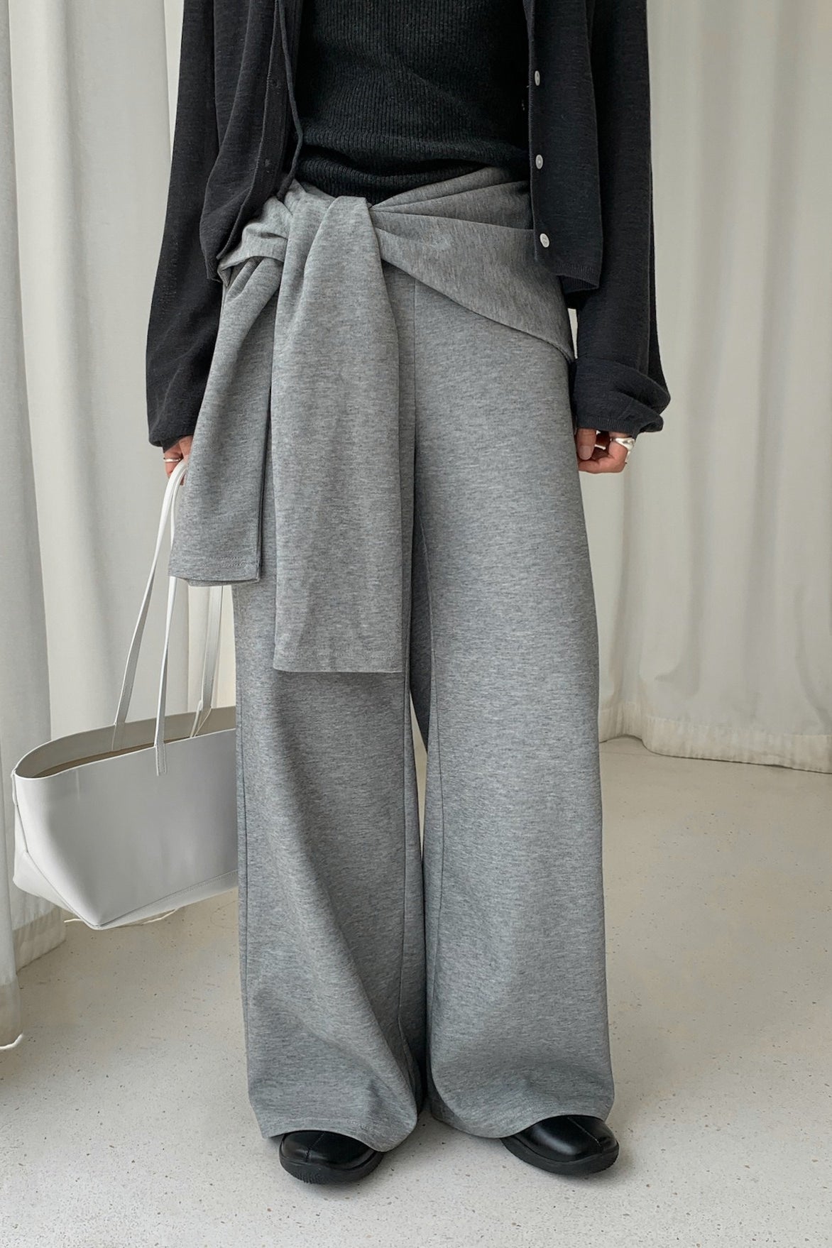 Tie Patchwork Relaxed Straight Pants