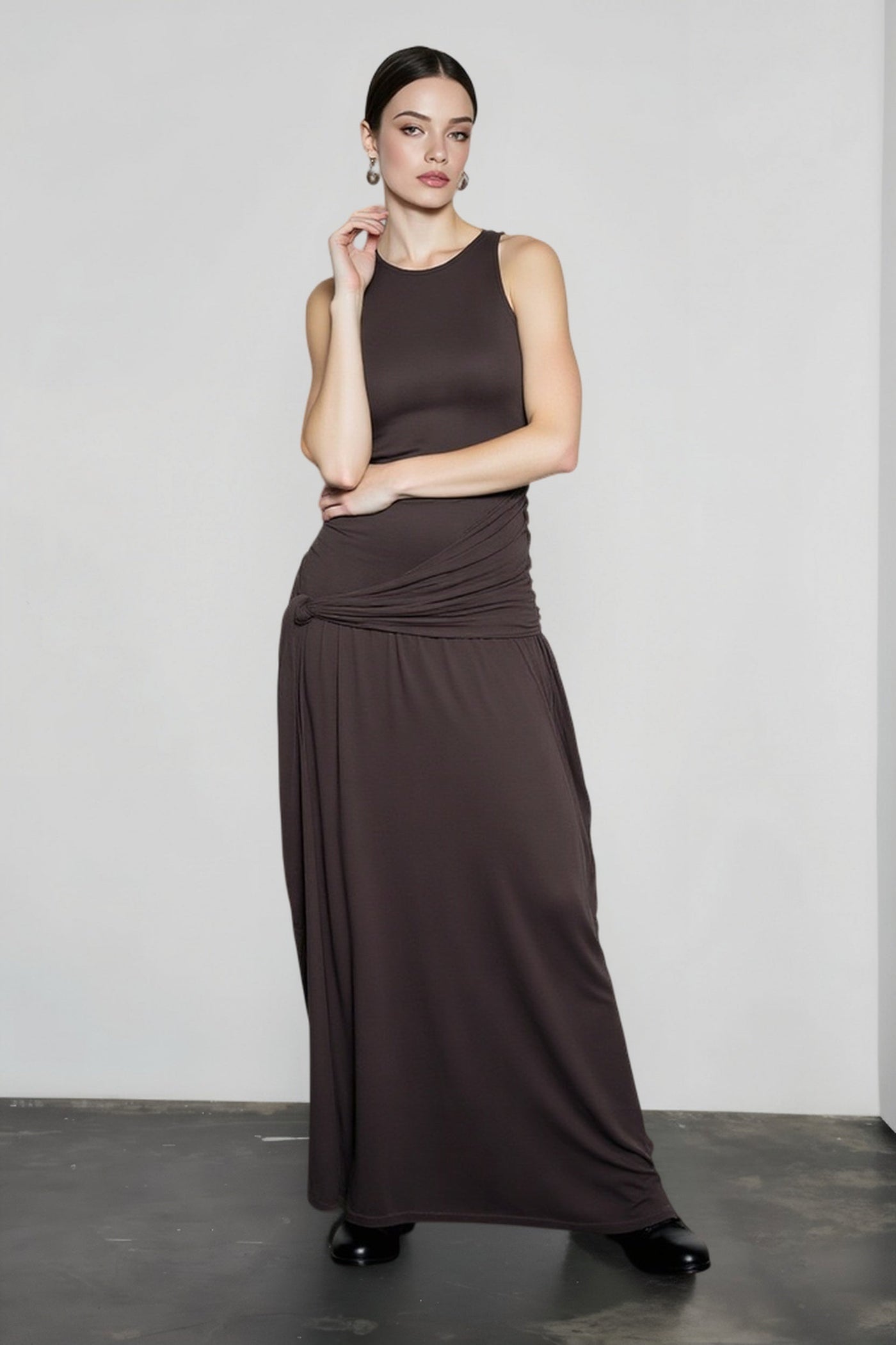 Sexy Paneled Sash Ruffled Solid Party Dress