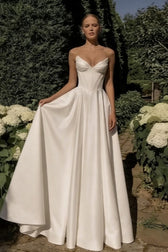 Strapless Satin Cathedral Train Wedding Dress - View 3