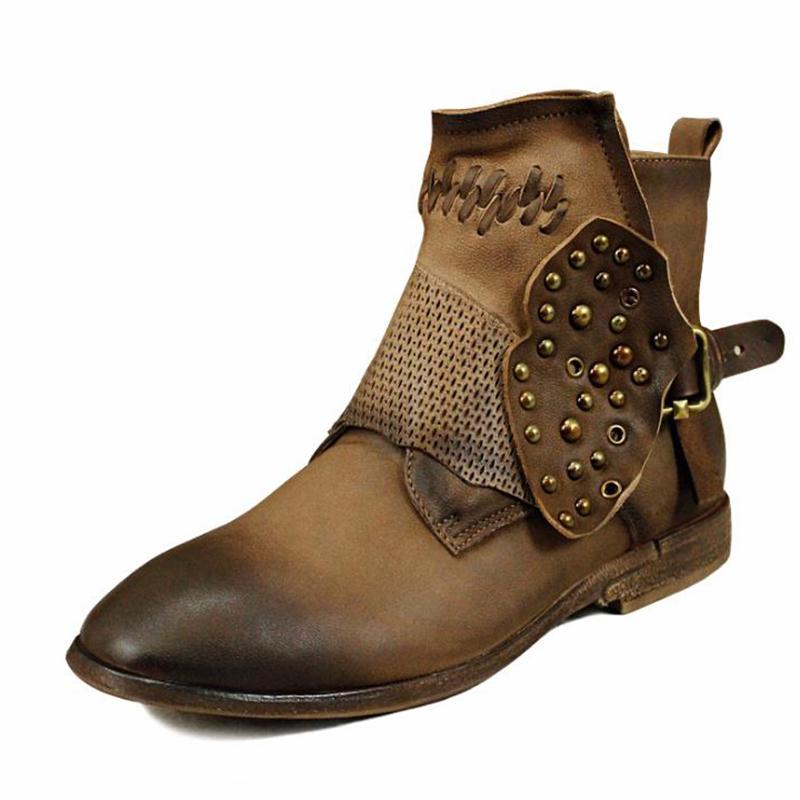 Women Booties Sheepskin Leather Short Ankle Boots For Women Low Heel Brown