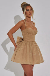 Satin Bow A-Line Mini Dress - View 6