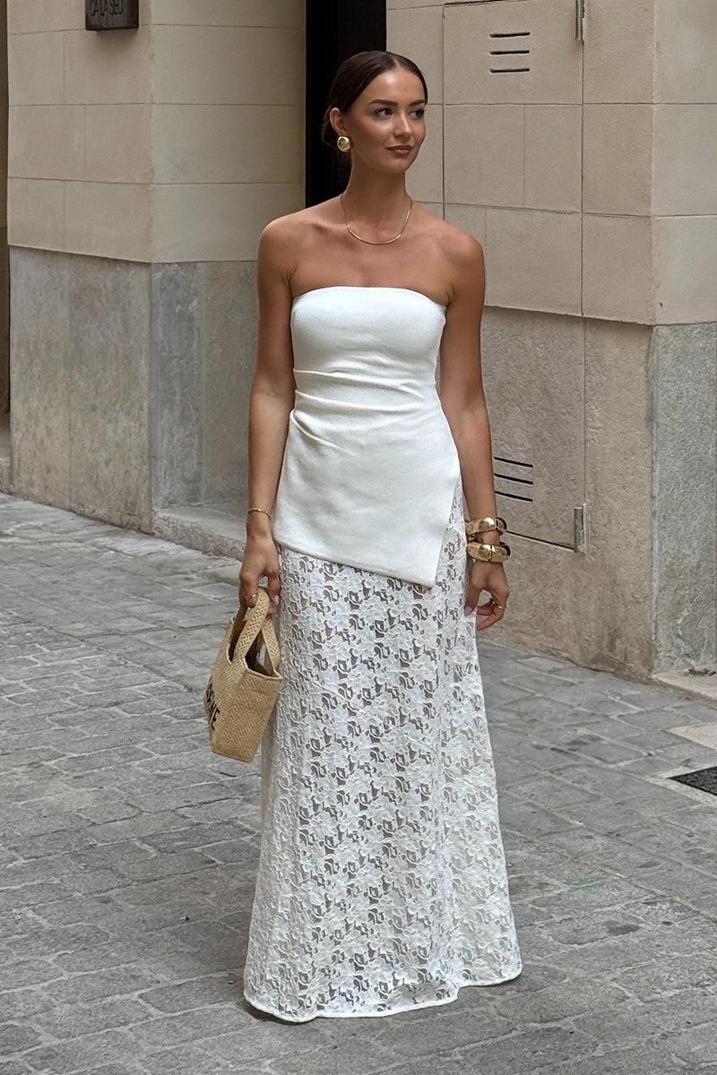 Sheer Crochet Lace Low Waist Column Maxi Skirt 5