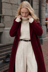 Warm Wool Solid Color Long Overcoat