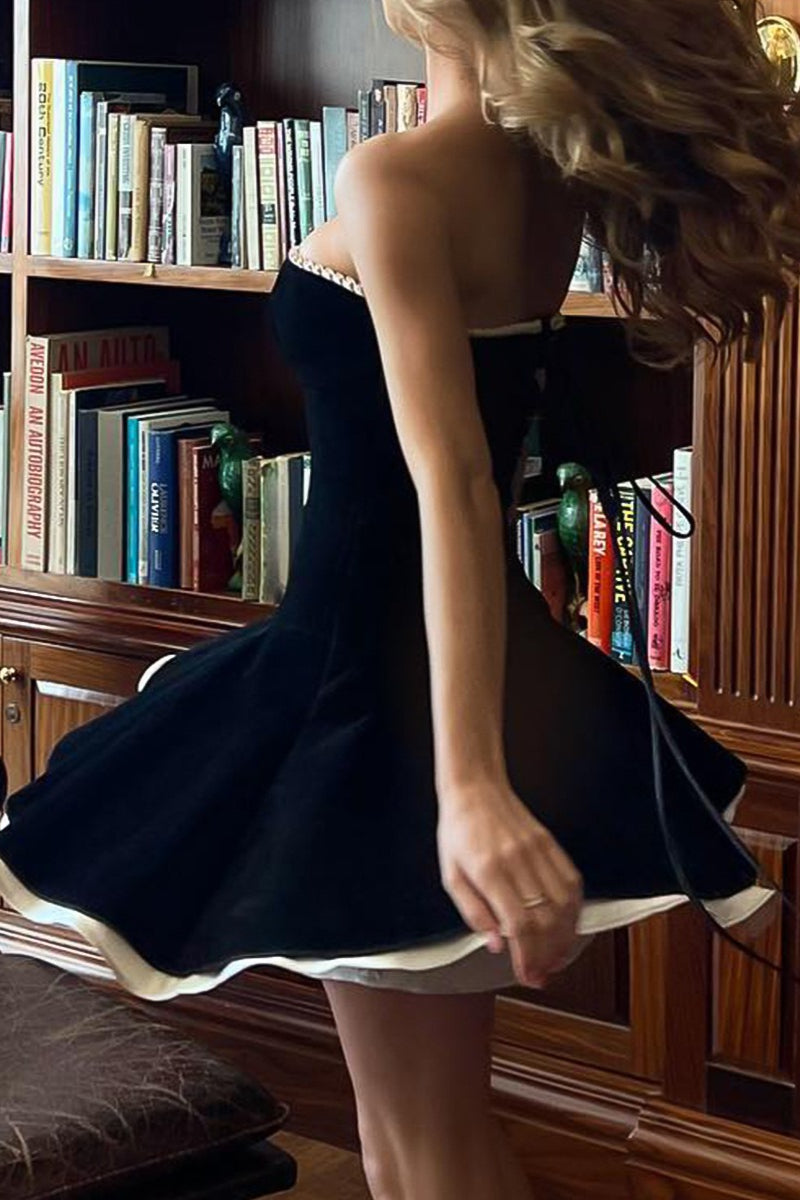 Velvet Bustier A-line Cocktail Dress - View 4