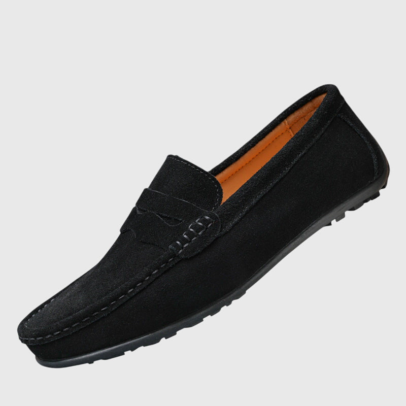 Suede Look Slip On Penny Loafers