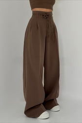 Chic High Waist Tie Slim Straight Pants