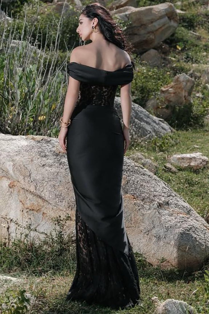 Off-the-Shoulder Lace Maxi Dress