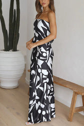 Cassy Satin Geometric Print Off Shoulder Maxi Dress - View 5