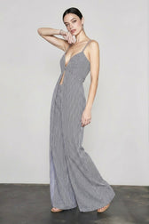 Stripe Sleeveless Wide Leg Vacation Set