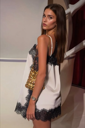 Paneled Solid Color Sexy Spaghetti Strap Slip Dress
