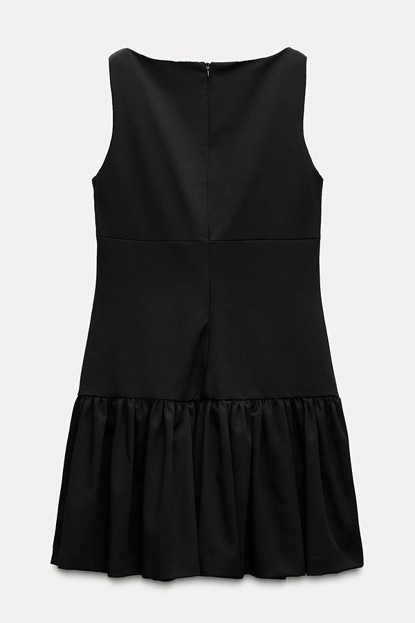 Solid Velvet Bow Embellished Sleeveless Mini Dress - View 14