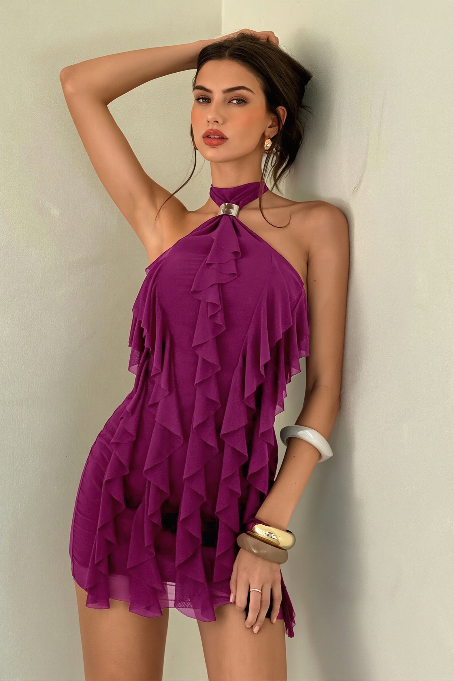 Backless Halter-Neck Mini Dress