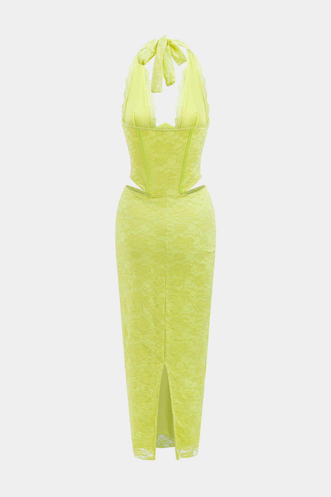 Lace Halter Neck Corset Cut Out Backless Bodycon Maxi Dress
