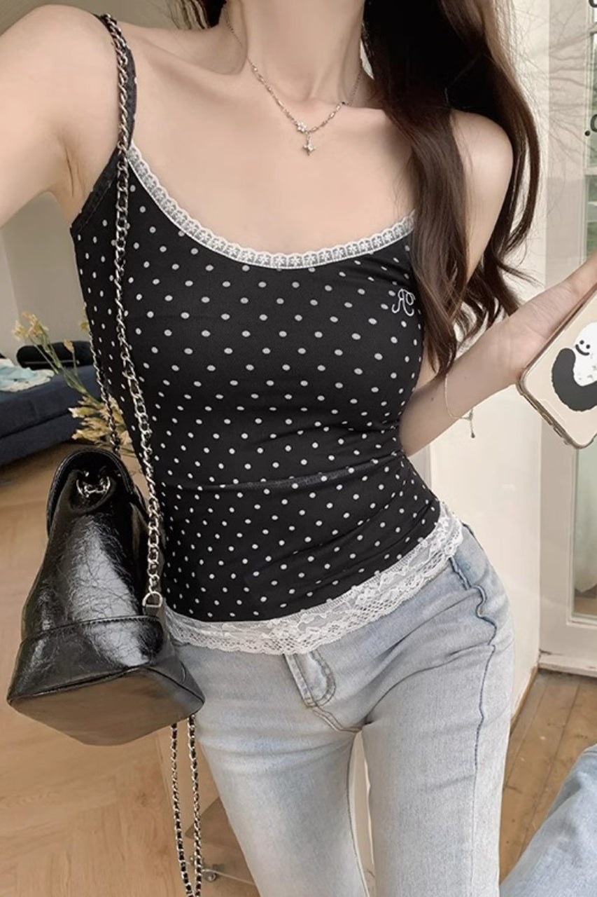 Balletcore Layered Lace Trim Cami Top