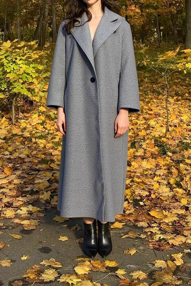 Fuzzy Fleece Lapel Long Sleeve Warm Overcoat