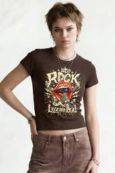 Vintage Rock Graphic Cropped T-Shirt