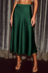 Satin High Waist A-Line Bodycon Skirt