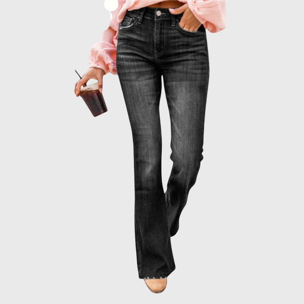 Mid Waist Flare Jeans