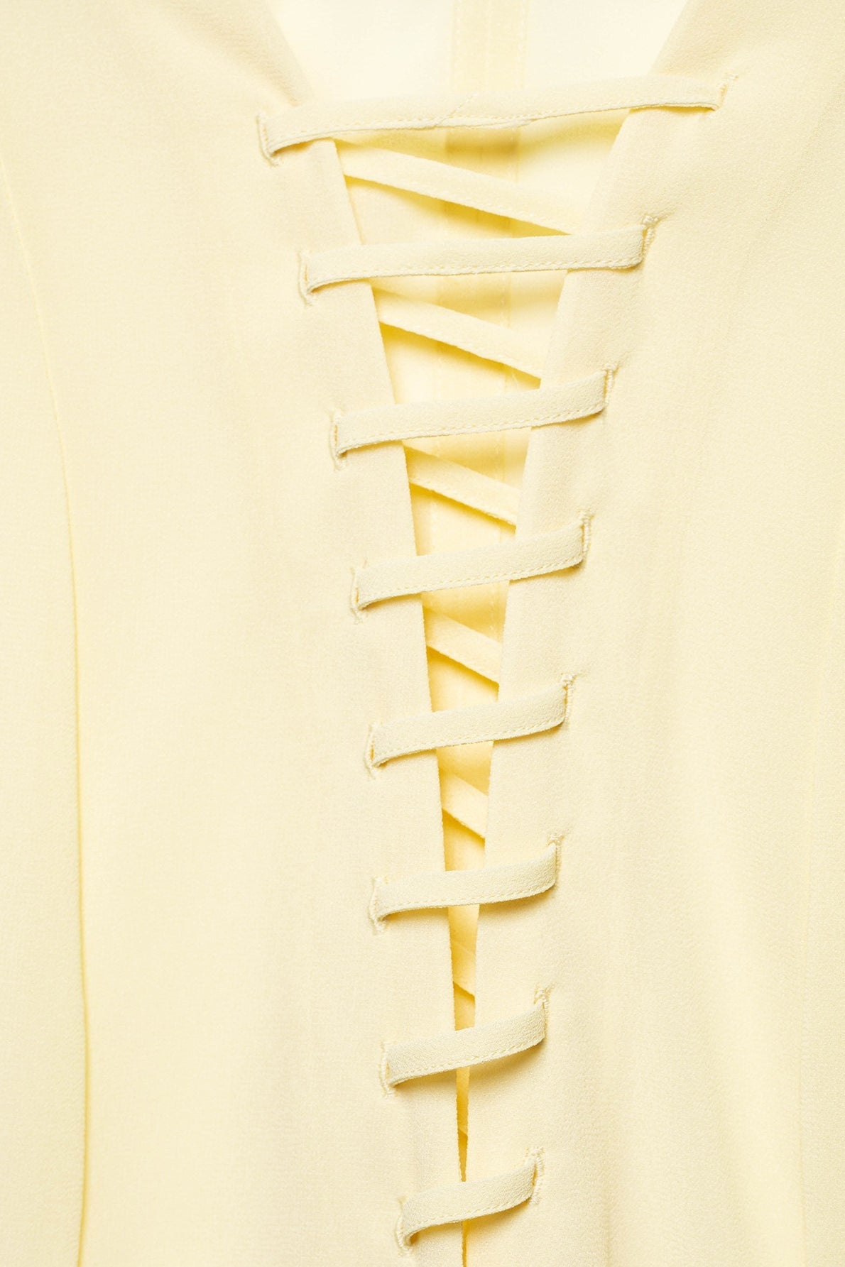 Sheer Lace Up Front Collared Bell Sleeve Blouse 4