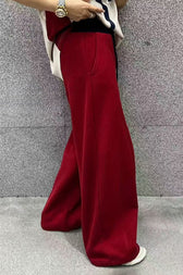 Solid Color Casual Fluid Wide Leg Fleece Sweat Pants