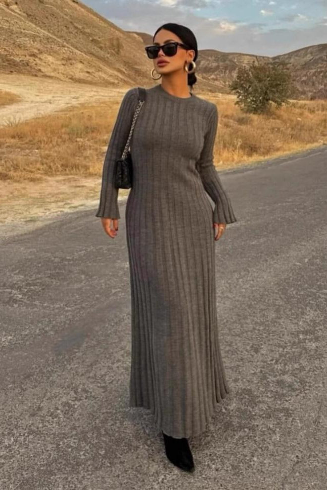 Warm Long Sleeve Sweater Dress