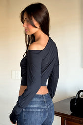 Wrap Waist Long Sleeve Blouse Cami Top