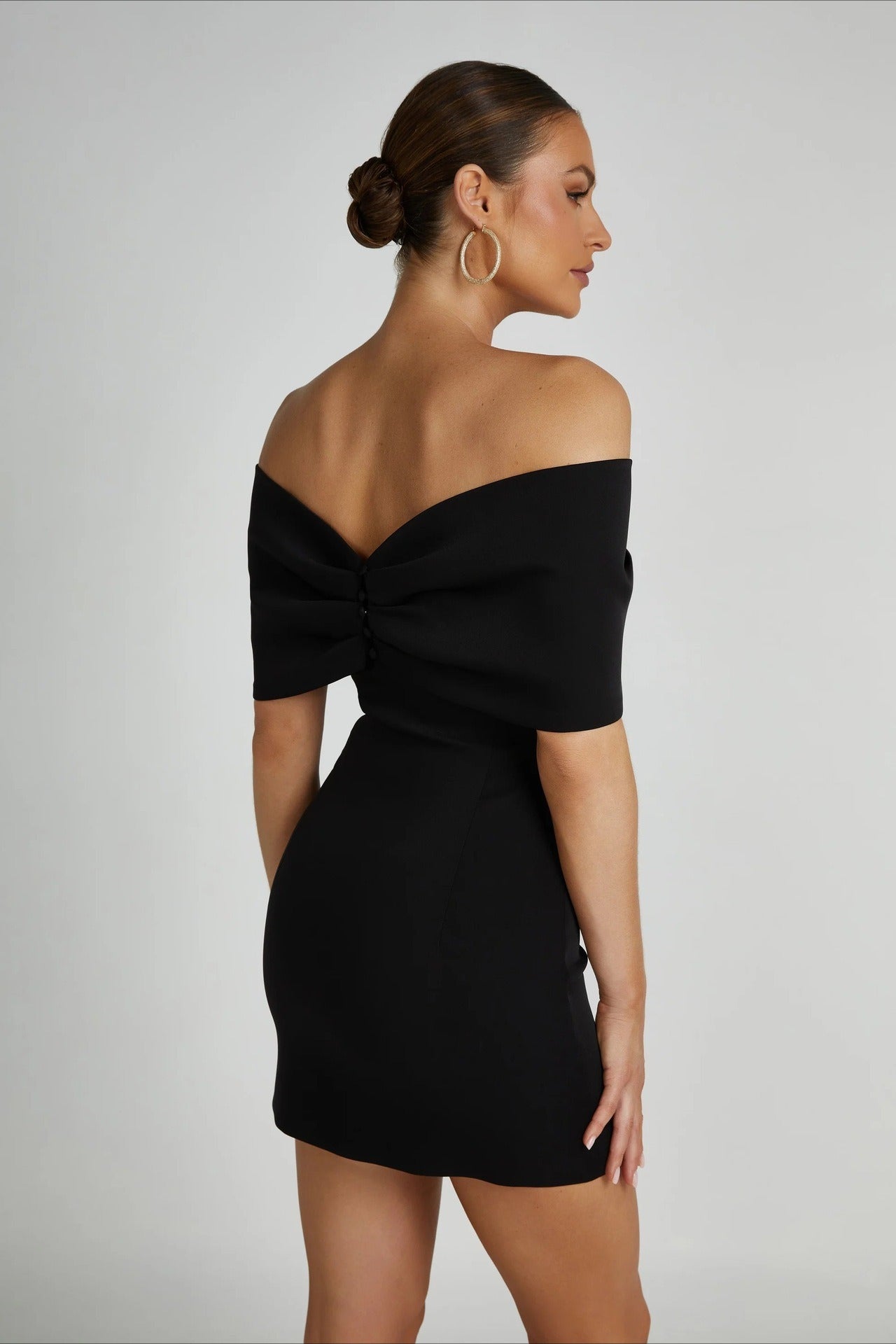 Off Shoulder Bow Detail Bodycon Cocktail Mini Dress