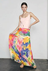 Retro Oil Print Elegant Vacation Skirt