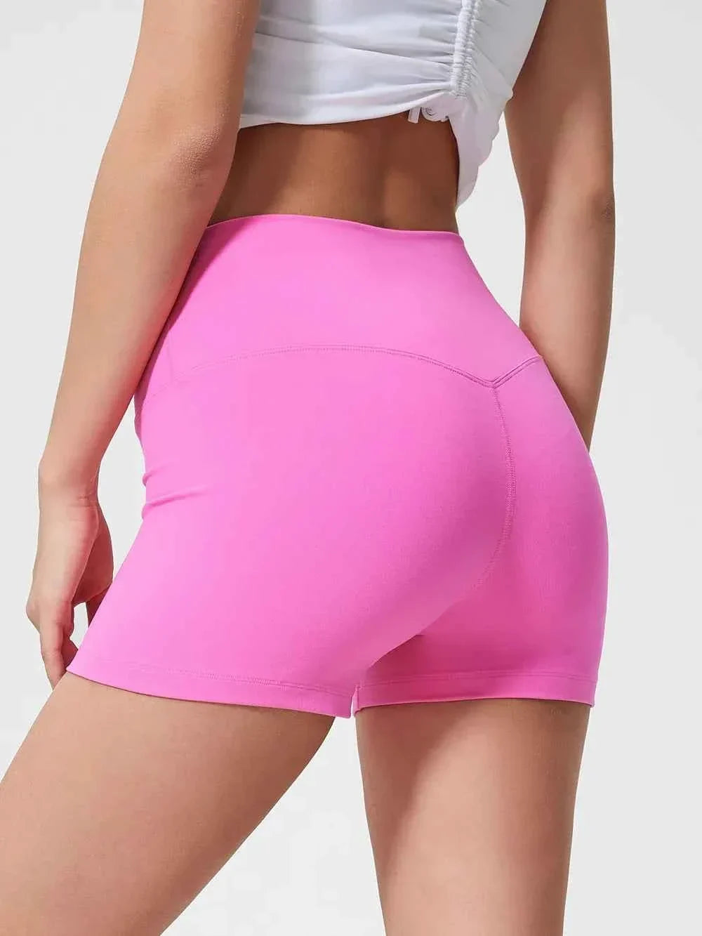 Wide Waistband High Waist Fitted Stretch Active Shorts 27
