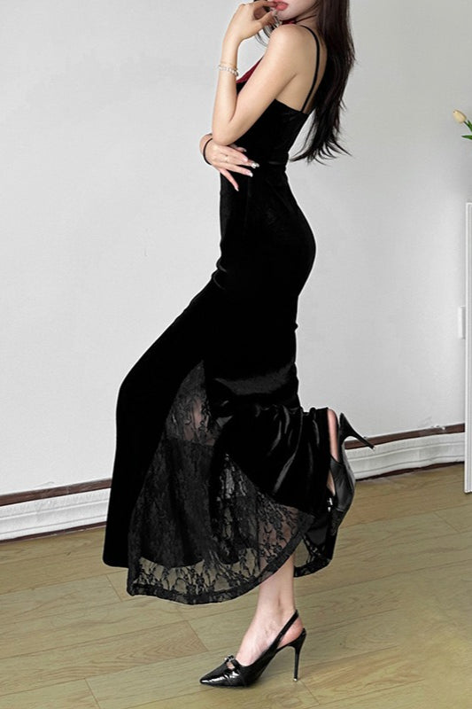 Lace Trim Cami Maxi Lace Dress - View 3