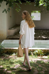 Linen Adjustable Tab Long Sleeve Top