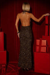 Deep V Backless Sequin Maxi Dress 8